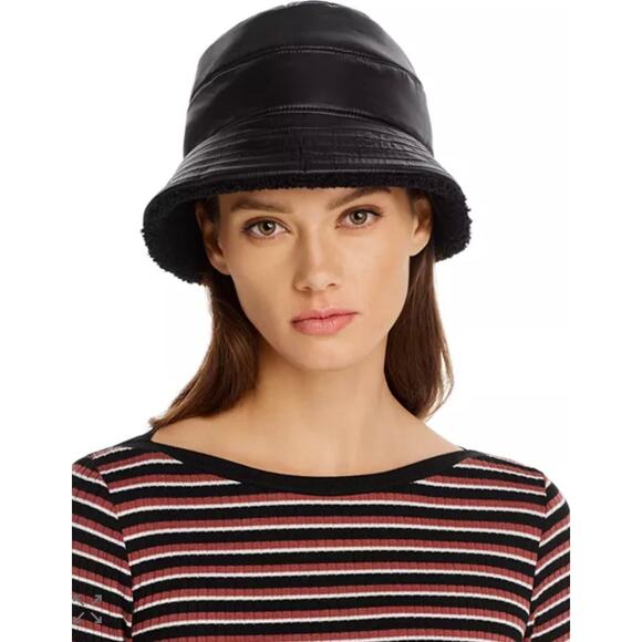 NWT Ladies UGG Reversible Black Sherpa Bucket Hat Size L/ XL $65 - Picture 2 of 7